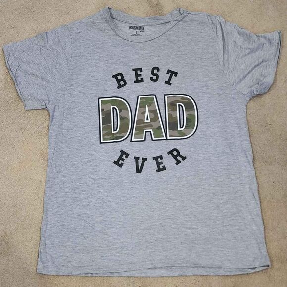 Men's Large T-Shirt Father's Day Gift Best Dad Ever Graphic Tee Shirt NEW, Gray - Picture 2 of 3